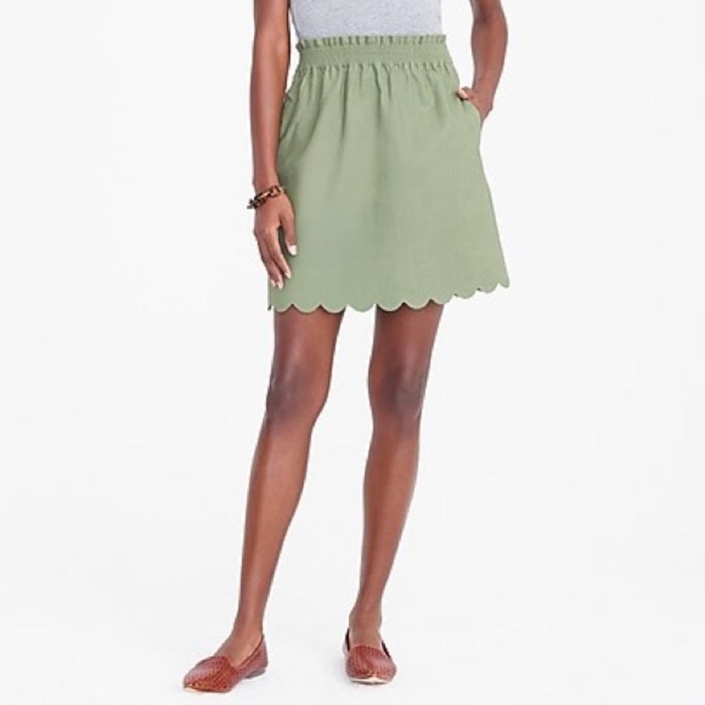 J. Crew Scalloped Sidewalk Skirt in Sweet Moss